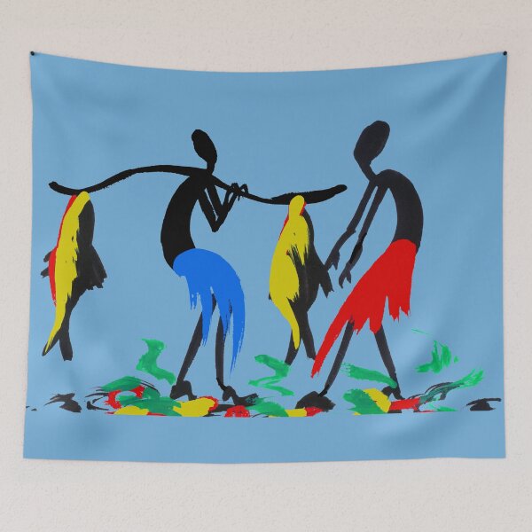 Item preview, Two colorful African hunters with fish designed and sold by Squirrox.