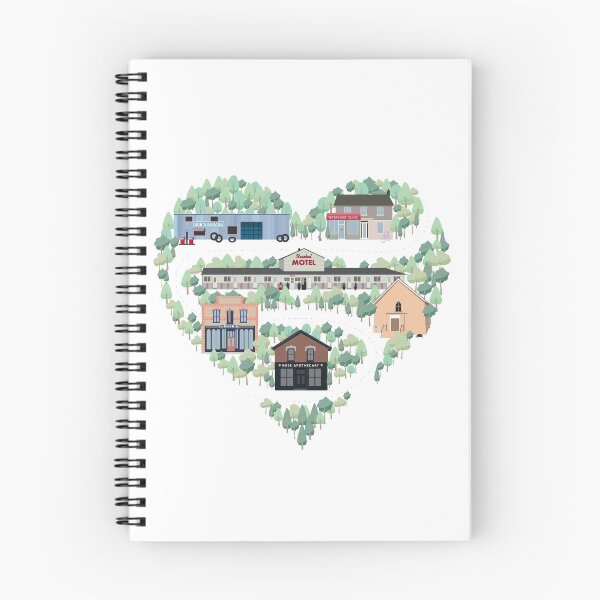 Item preview, I Love the Town of Schitt's Creek, where everyone fits in. From the Rosebud Motel to Rose Apothecary, a drawing of the Schitt's Creek Buildings designed and sold by The-Goods.