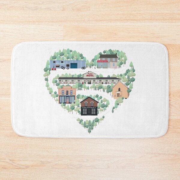 Item preview, I Love the Town of Schitt's Creek, where everyone fits in. From the Rosebud Motel to Rose Apothecary, a drawing of the Schitt's Creek Buildings designed and sold by The-Goods.