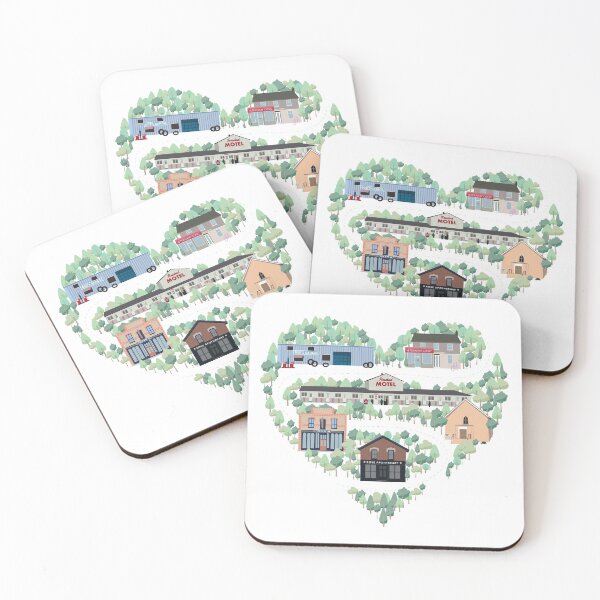Item preview, I Love the Town of Schitt's Creek, where everyone fits in. From the Rosebud Motel to Rose Apothecary, a drawing of the Schitt's Creek Buildings designed and sold by The-Goods.
