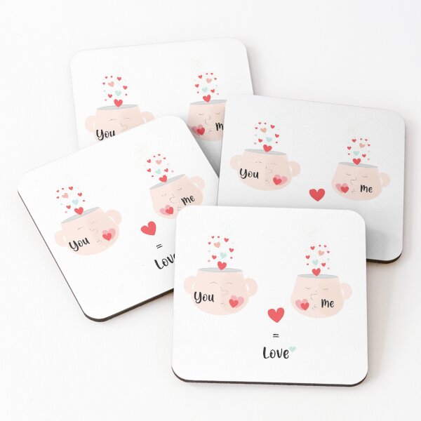 Item preview, Two valentine's coffee mugs   with red hearts and word you and me. designed and sold by Victoria Riabov.