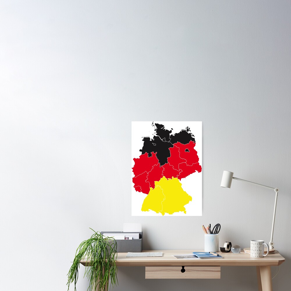 Map Of Germany With Its States In High Definition Poster By Arwensattic Redbubble