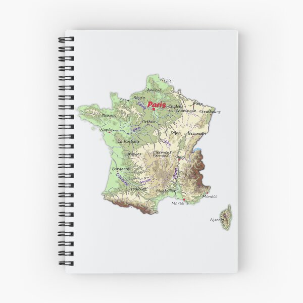 Item preview, FRANCE detailed physical map topographic map of FRANCE with Capitals and Major Lakes and Rivers designed and sold by mashmosh.