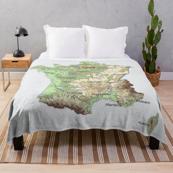 Item preview, FRANCE detailed physical map topographic map of FRANCE with Capitals and Major Lakes and Rivers designed and sold by mashmosh.