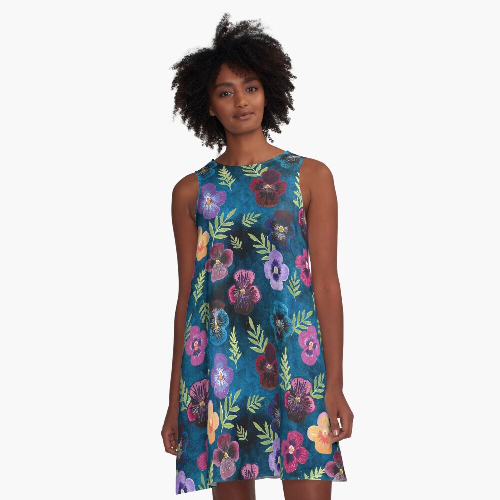 Colorful Pansies A-Line Dress