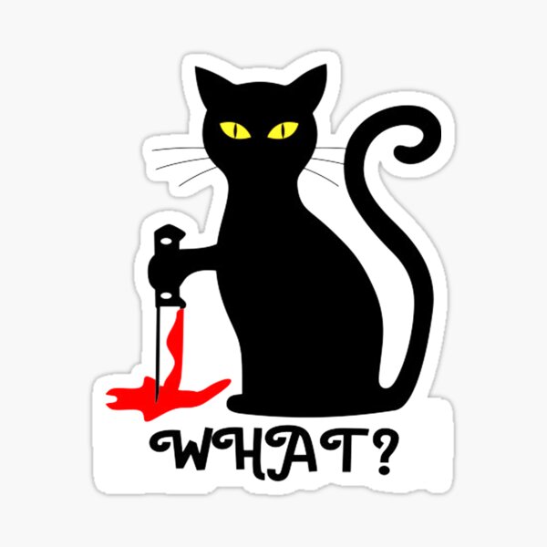 Black Cat With Knife Stickers | Redbubble