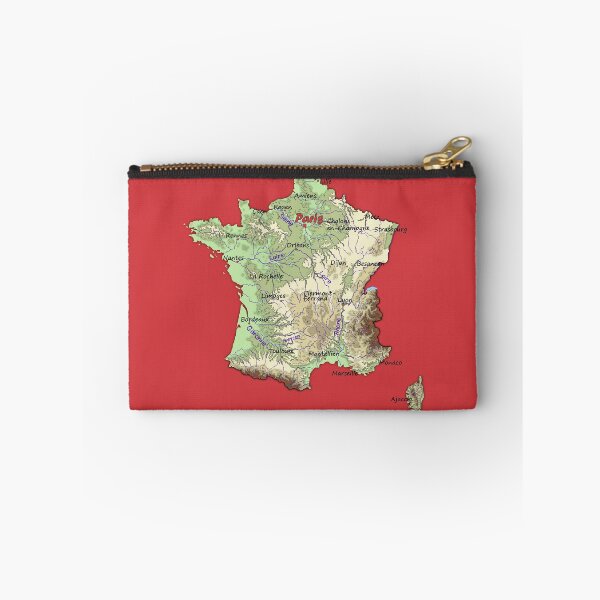 Item preview, relief map of France topographic map of FRANCE with Capitals and Major Rivers Flame Scarlet background designed and sold by mashmosh.