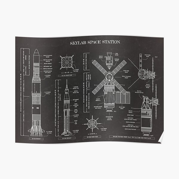 SKYLAB Space Station (Blackboard) - English Poster