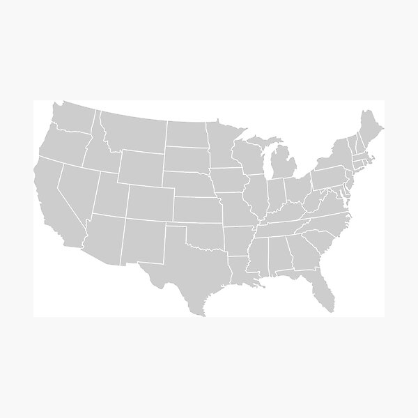 Hi Res Map Of The Continental USA With States In Gray Color   Pp,504x498 Pad,600x600,f8f8f8 