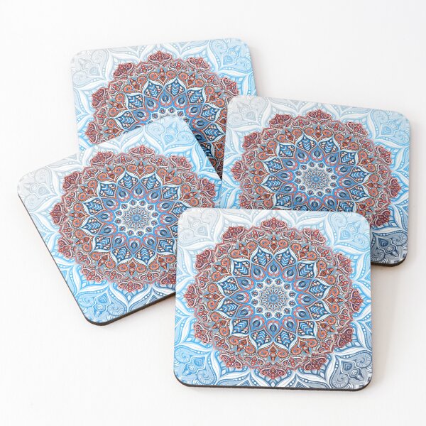 Item preview, Hyper Detailed Dreamy Mandala in Blue and Red designed and sold by micklyn.