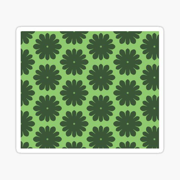 Monochrome Green Flower Pattern Sticker