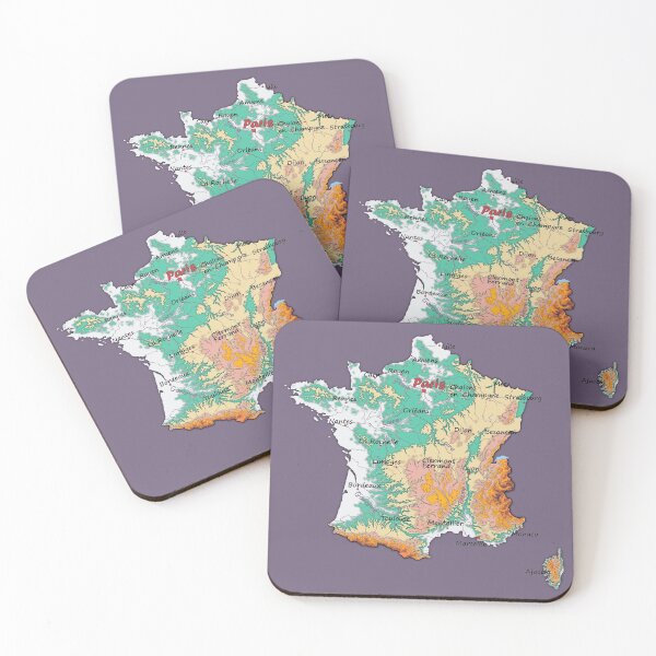 Item preview, map of FRANCE with relief topographic map of FRANCE with Major cities and Rivers Grape Compote background designed and sold by mashmosh.