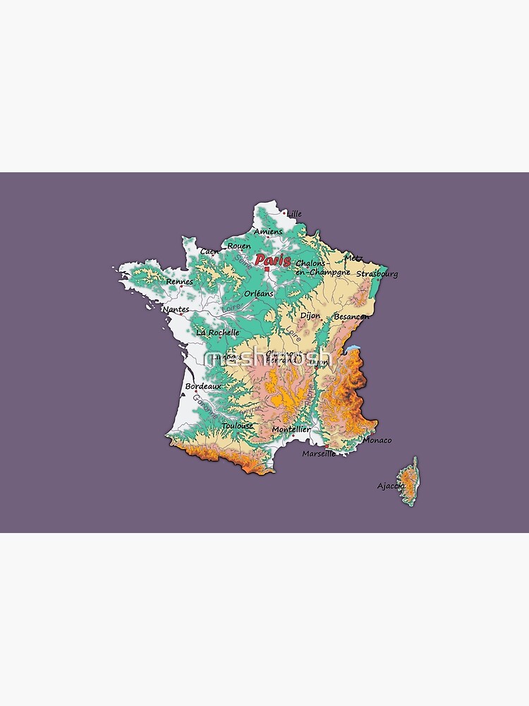 "map of FRANCE with relief topographic map of FRANCE with Major cities