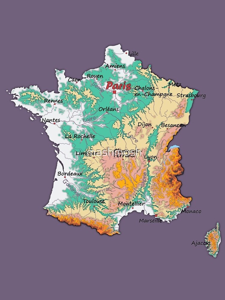 "map of FRANCE with relief topographic map of FRANCE with Major cities and Rivers Grape Compote