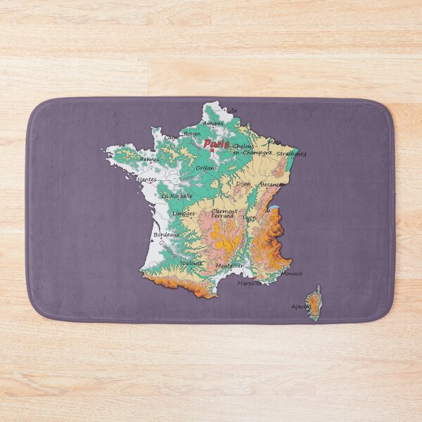 Item preview, map of FRANCE with relief topographic map of FRANCE with Major cities and Rivers Grape Compote background designed and sold by mashmosh.