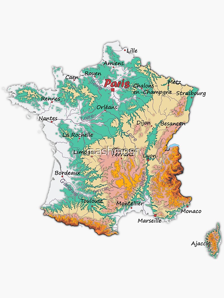 "map of FRANCE with relief topographic map of FRANCE with Major cities and Rivers Grape Compote