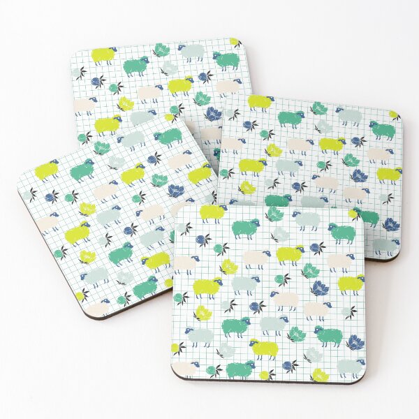 Item preview, Cute Sheep and Flowers in Blue and Green designed and sold by kapotka.