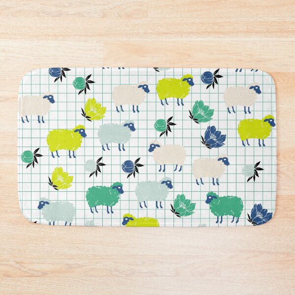Item preview, Cute Sheep and Flowers in Blue and Green designed and sold by kapotka.