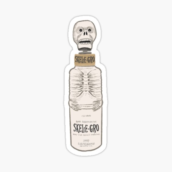 Vista previa del artículo con la obra «Botella de poción para hacer crecer esqueletos», diseñado y vendido por Swish & Scribble.