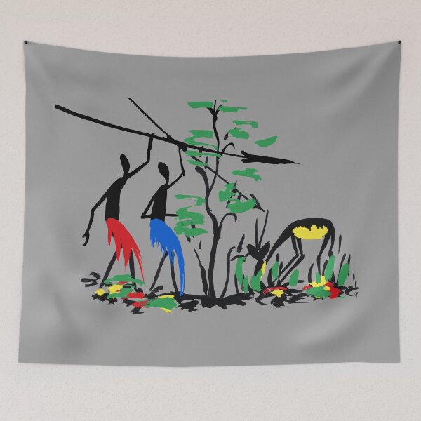 Item preview, Two colorful African hunters stalking a gazelle designed and sold by Squirrox.