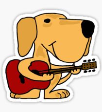 Funny Yellow Labrador Retriever Playing Guitar Sticker