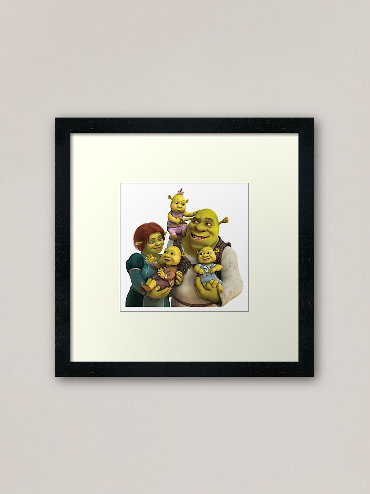 Shrek And Family Sticker Framed Art Print By Andreschilder Redbubble - the shrek family swamp roblox