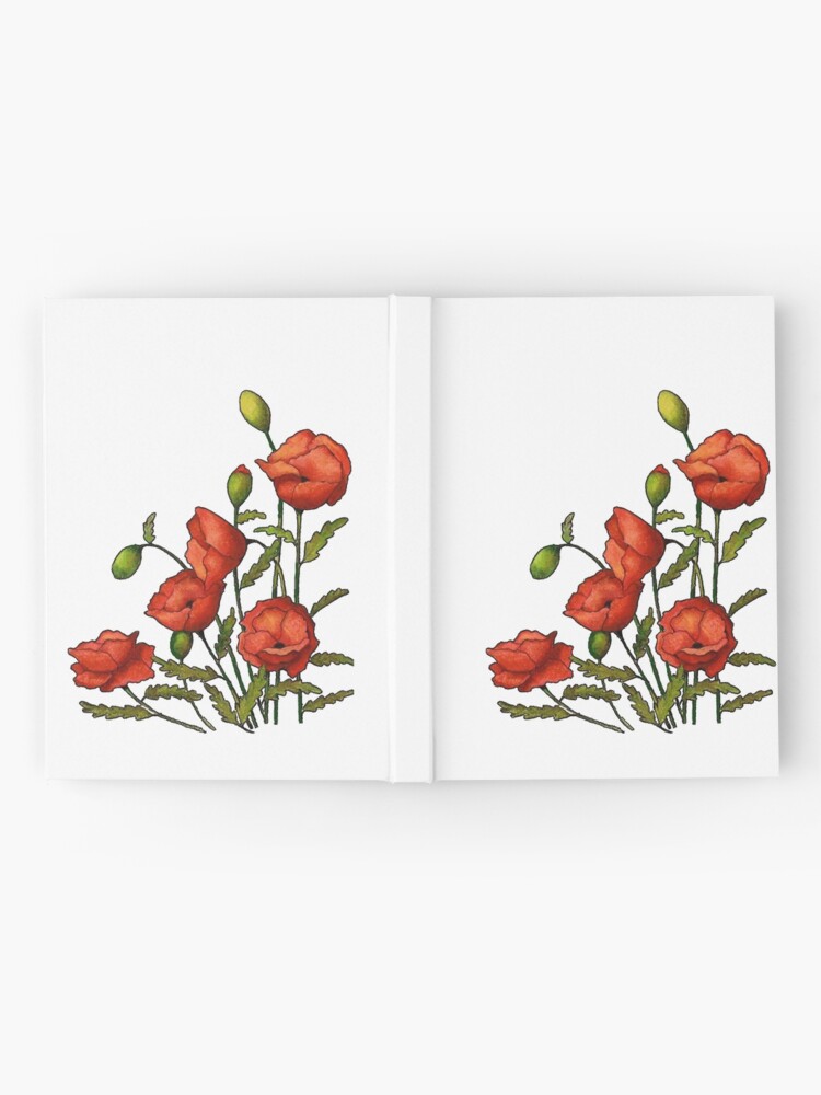 Red Poppies Drawing Flowers Floral Art Poppy Hardcover Journal By Joyce Redbubble