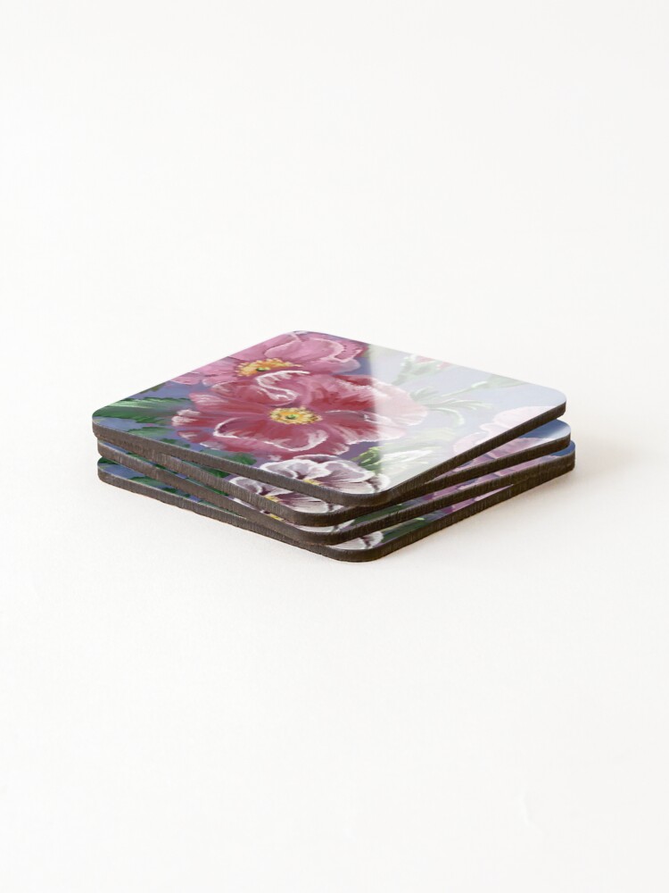Thumbnail 4 of 5, Coasters (Set of 4), Spring Evening Damask Roses designed and sold by Rasendyll.