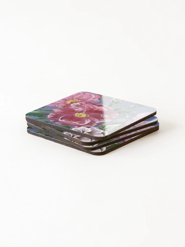 Thumbnail 4 of 5, Coasters (Set of 4), Spring Evening Damask Roses designed and sold by Rasendyll.
