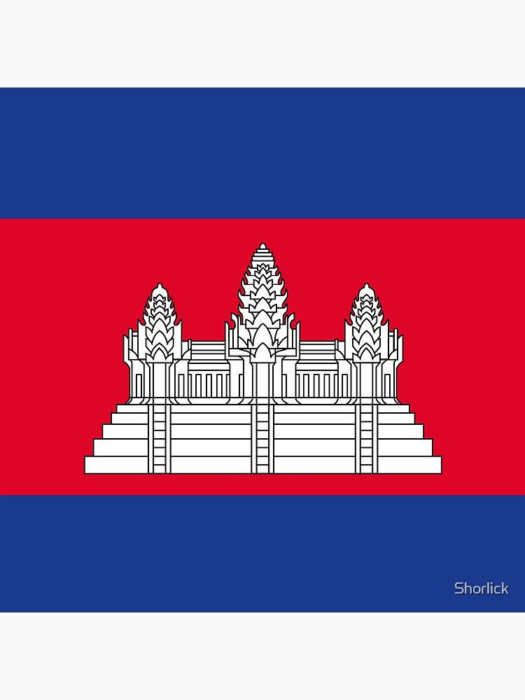 Aperçu 3 sur 3. Coussin avec l'œuvre Drapeau du Cambodge créée et vendue par Shorlick.