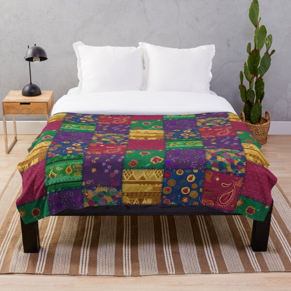 Artikelvorschau, Patchwork Seventies Jewel-Tone Quilt entworfen und verkauft von ArgyleImp.
