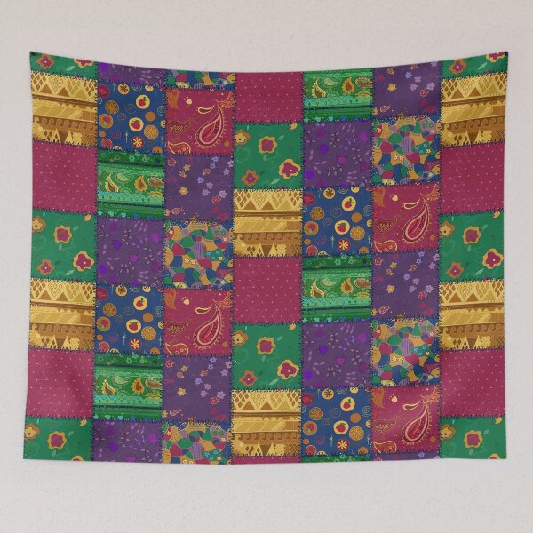 Item preview, Patchwork Seventies Jewel-Tone Quilt designed and sold by ArgyleImp.