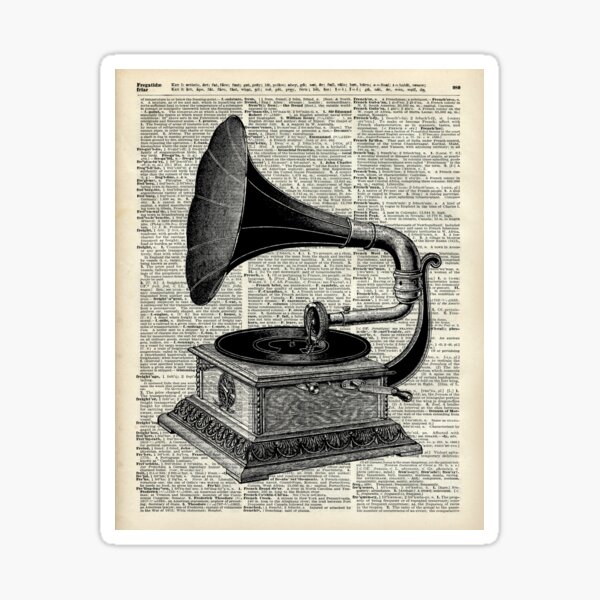 Item preview, Vintage Gramophone Record Player Dictionary Art designed and sold by DictionaryArt.