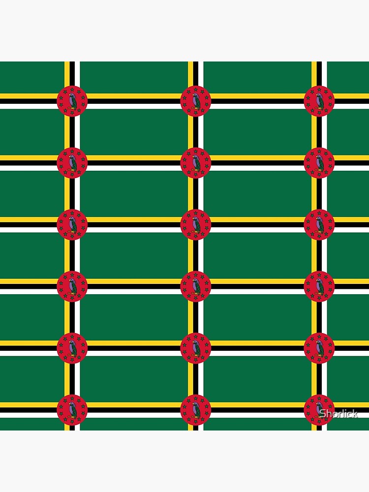 Aperçu 3 sur 3. Coussin avec l'œuvre Drapeau de la Dominique créée et vendue par Shorlick.