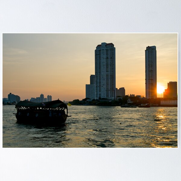 Sunset, Chao Phraya river, Bangkok, Thailand Poster
