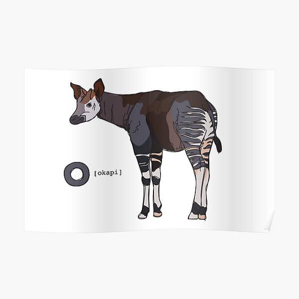 Funky Animal Alphabet: O is for Okapi Poster