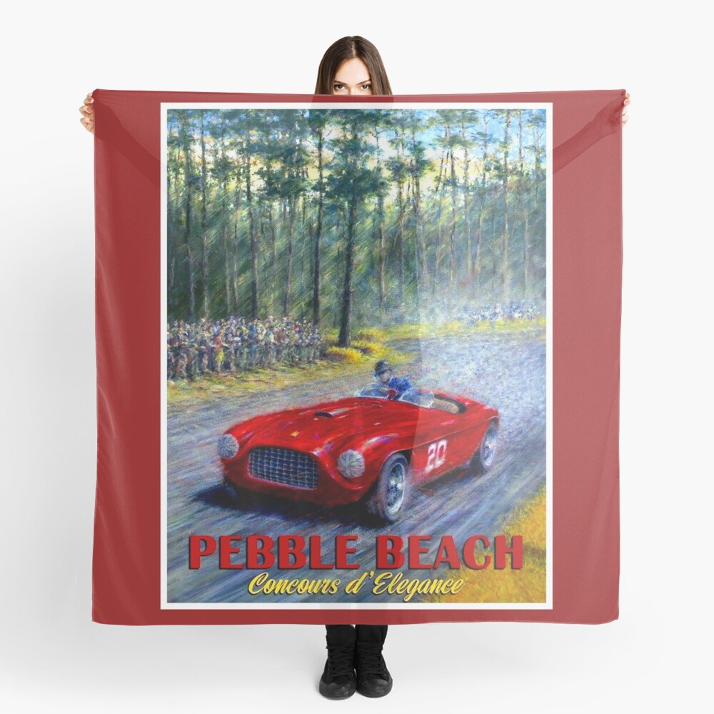 PEBBLE BEACH; Grand Prix Auto Print Scarf