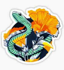 Tropische Schlange und Blumen Sticker