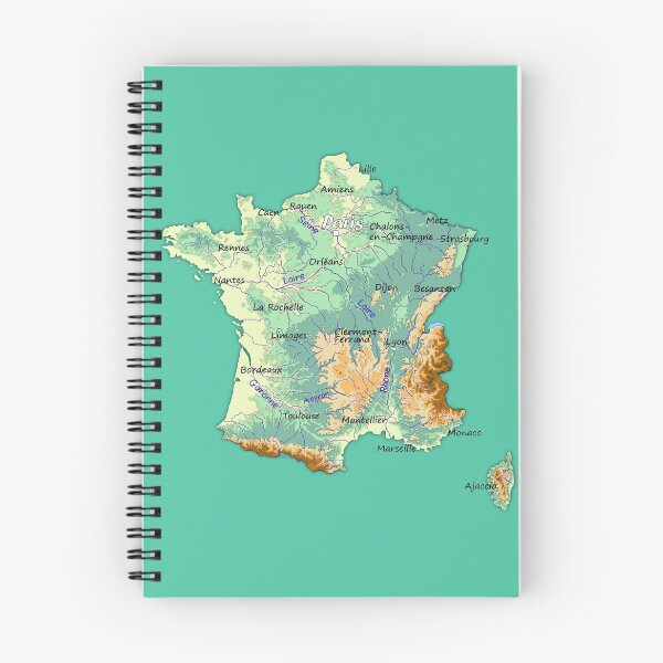 Item preview, topographic map of FRANCE with Major cities and Rivers Biscay Green background physical relief map of France designed and sold by mashmosh.
