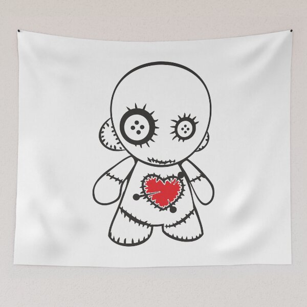 Item preview, Voodoo doll, Voodoo Doll Valentine's Day Art, Voodoo doll sticker, black magic, i play with dolls, drawing illustration, voodoo doll with heart, red heart designed and sold by Kamidrago.