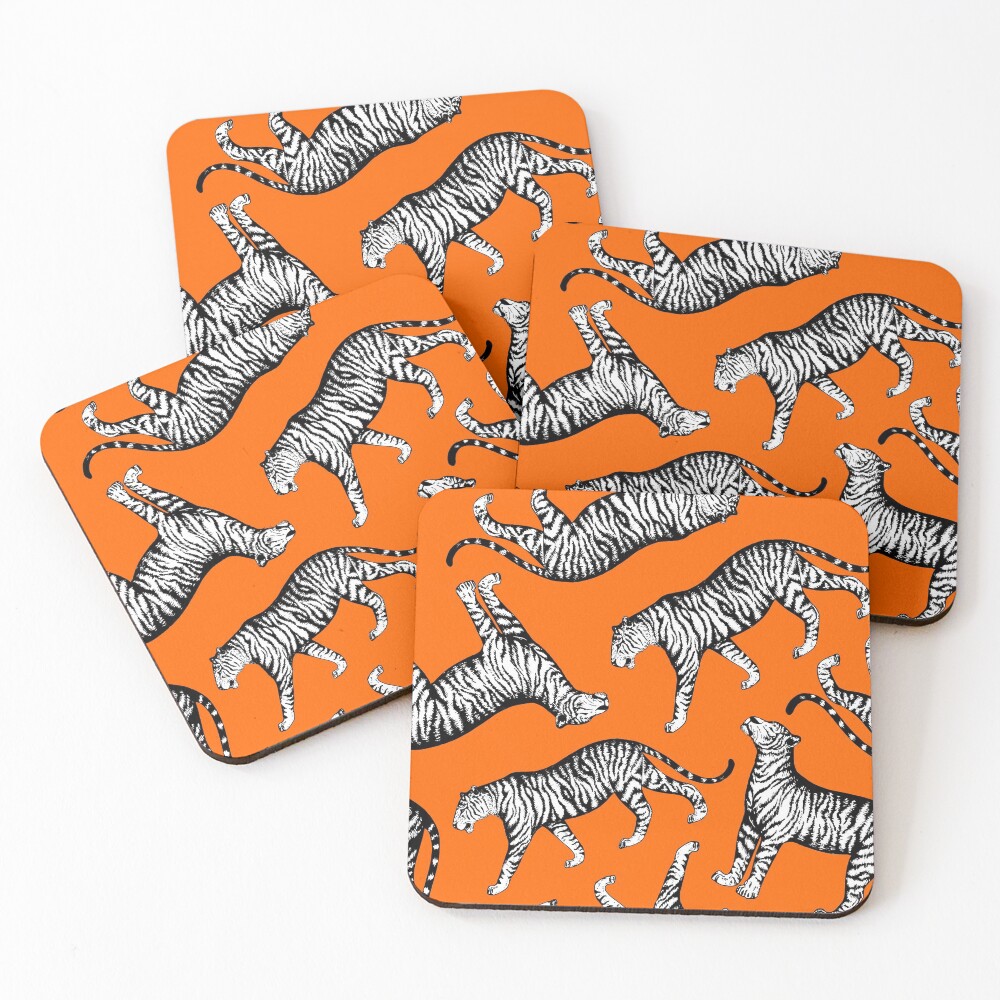 Tigers (Orange and White) Coasters (Set of 4)