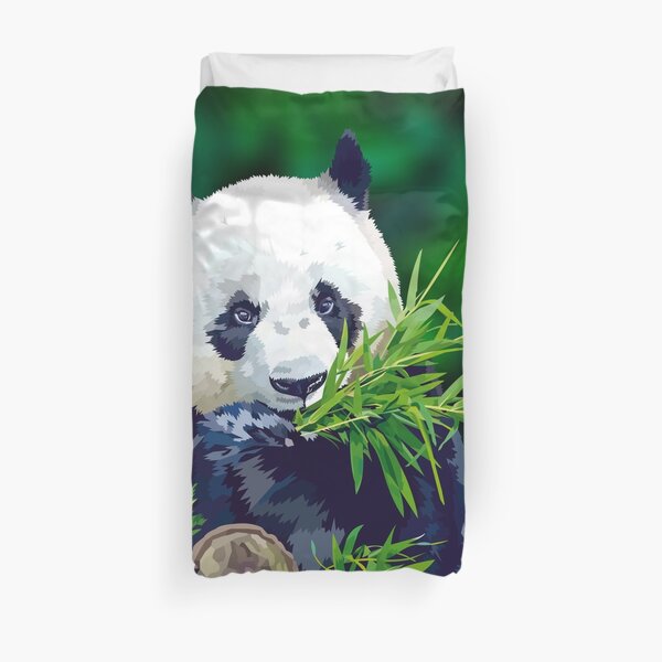 Panda Eating Bamboo Duvet Cover
