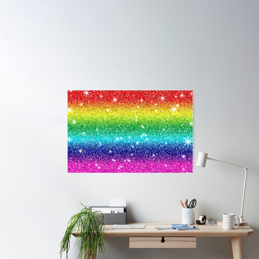 LUQING Aesthetic Rainbow Glitter Wallpaper Canvas Art Poster and