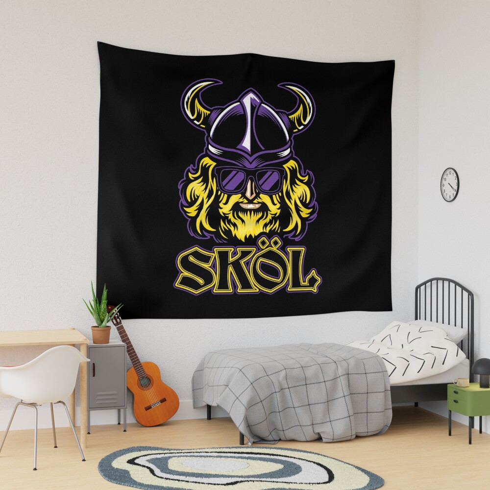 Skol Vikings Shirt with Helmet and Beard - Distressed