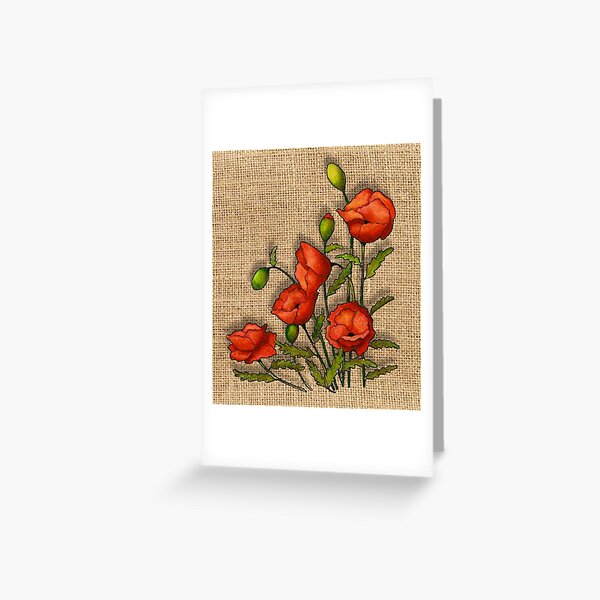 Carte De Vœux Joyeux Anniversaire Coquelicots Sur Bleu Peinture Par Joyce Redbubble