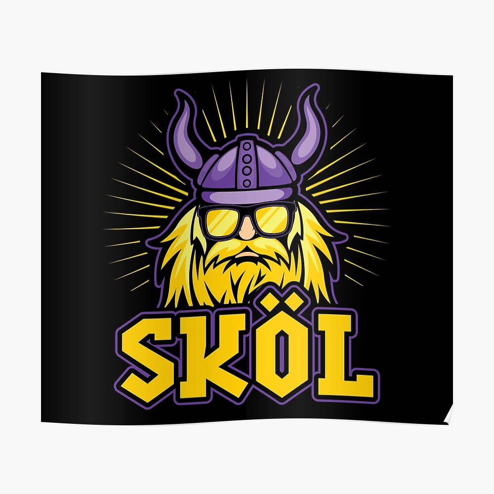 Skol Vikings Shirt with Helmet and Beard - Distressed