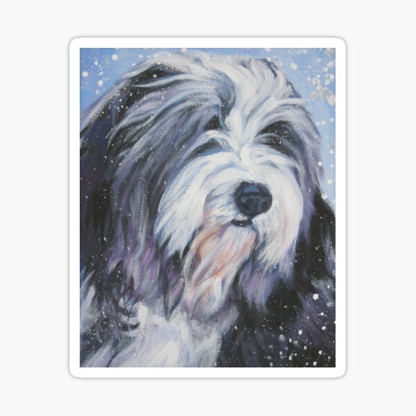 Bearded Collie Fine Art Painting Sticker