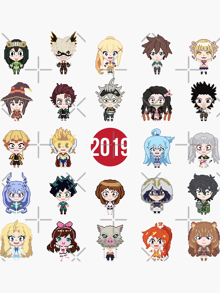 Anime Pixel art Mashup - 2019 Pixel Art Sticker for Sale by Jarrid Lawson