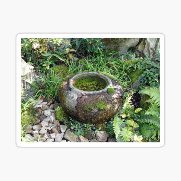 "Moss covered pot in a Japanese garden" Sticker for Sale by cuisinecat2