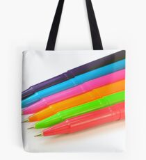 Multicolor pens on white background. Tote Bag